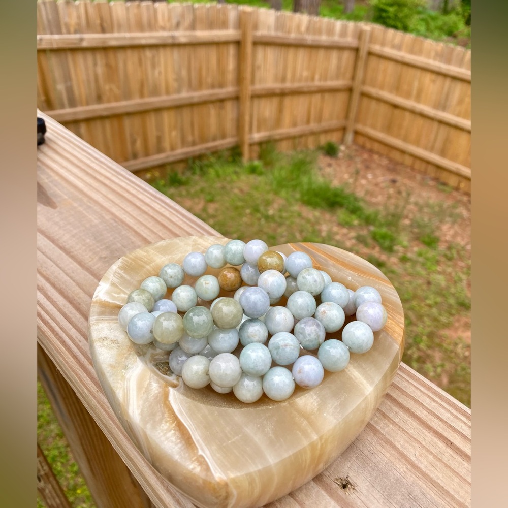 Mint Green Burmese Jade Round Bead Unisex Bracelet 12mm - Picture 7 of 8
